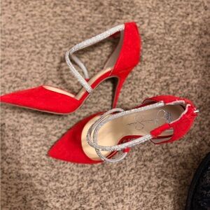 Jessica Simpson Red Heels with Silver Straps